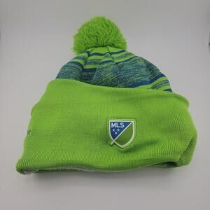 Seattle Sounders FC Hat Beanie Mens Green Blue MLS Soccer Pom Cuffed New Era